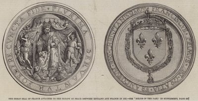 El Gran Sello de Francia adjunto al Tratado de Paz entre Inglaterra y Francia en 1527 de English School